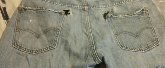 Distressed, Frayed Vintage, Levi’s ORAGAINALS LEVI'S Shorts patched - Picture 2 of 6